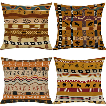 Throw Pillow Covers Geometric Africa Moroccan Home Decor Set of 4 Oriental Ikat Pillow Cases Living Room Decorative