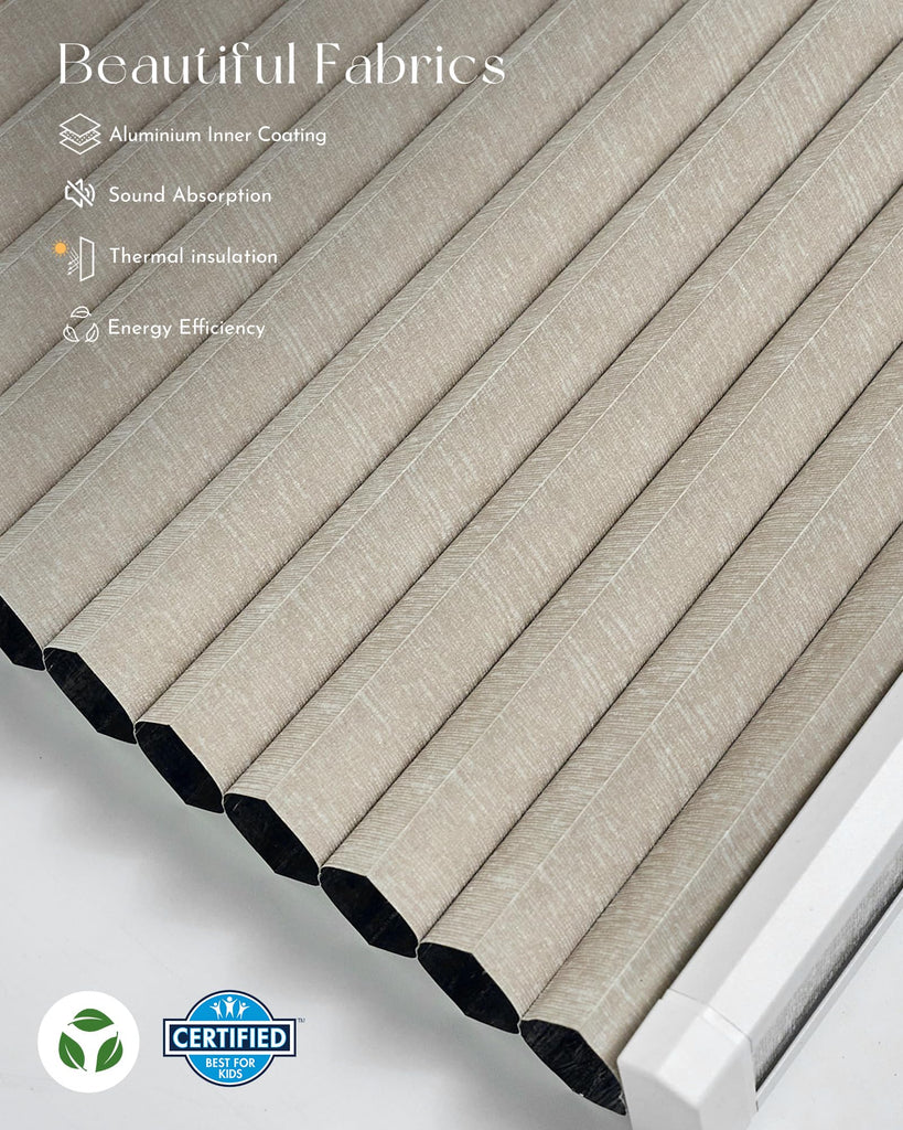 Motorized Blackout Cellular Shades, Custom Size, Melange Coffee