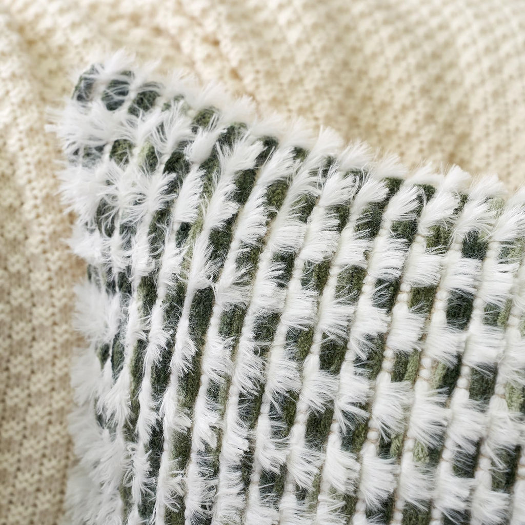 Boho Chenille Tufted Pillow Cover 12 x 20 Inch, Rectangle Decorative Lumbar Throw Pillow Cover Neutral Pillowcase for
