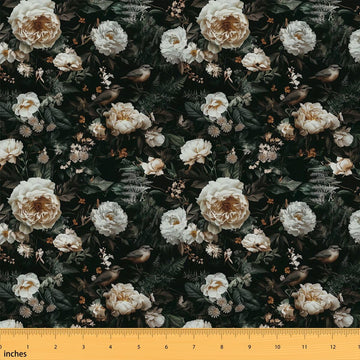 Floral Fabric by The Yard Flower Leaf Upholstery Fabric