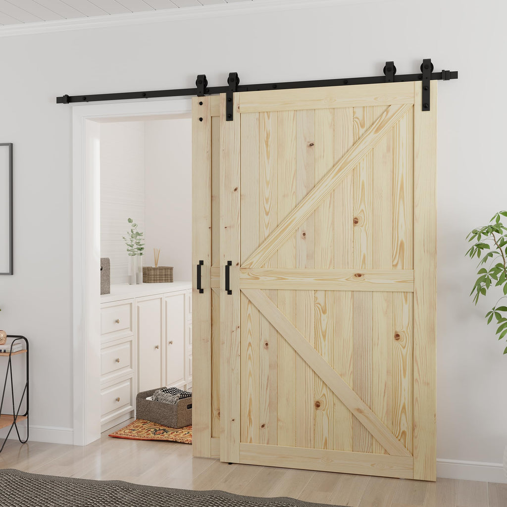 Double 42"x84" Bypass Barn Door with 8FT Hardware Included