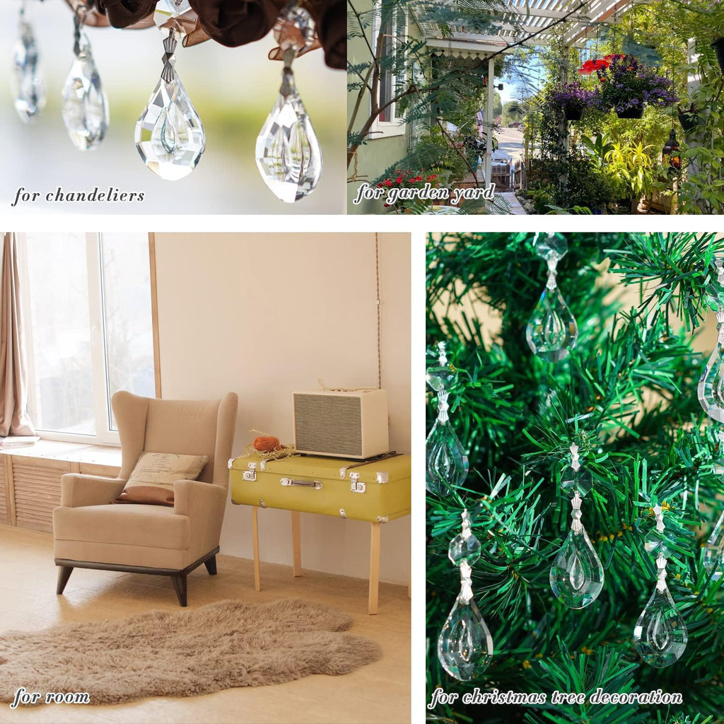 20 Pcs 38mm Crystal Loquat Pendants Chandelier Replacement Beads Decor - Clear Glass Loquat Crystal Beads 38mm for