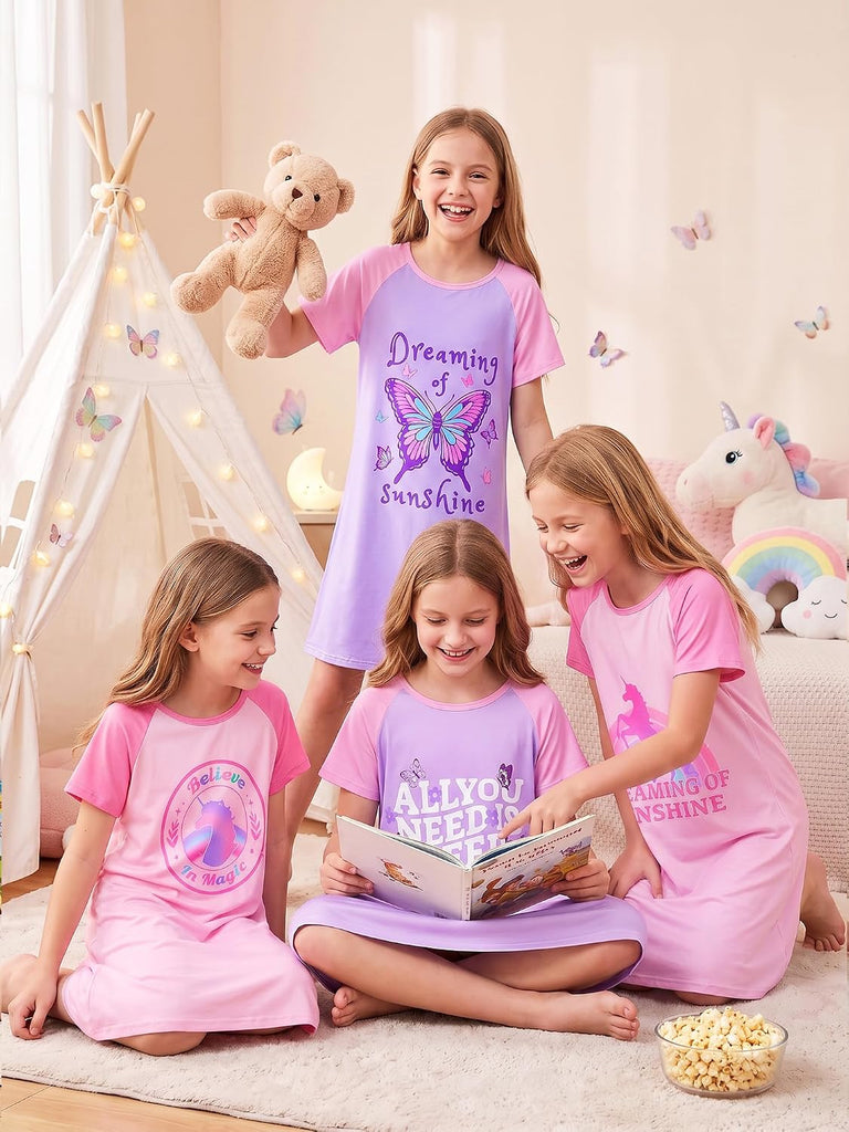 2Pcs Girl Nightgowns Princess Sleep Dress Sleepwear Teens