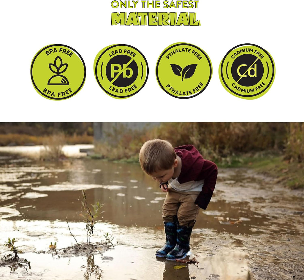Lighted Waterproof Pull On Rain Boot for Boys and Girls