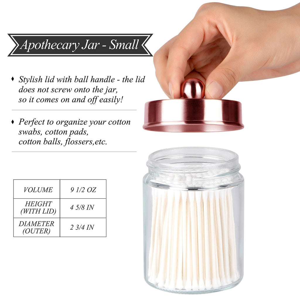Apothecary Jars 3 Pack - Glass Bathroom Containers with Stainless Steel Lids - Rustic Farmhouse Decor Bathroom