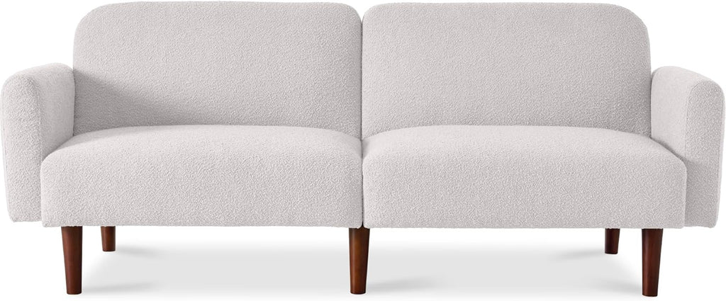 Best Choice Products 77" Mid Century Modern Boucle Loveseat Sofa, Couch, Convertible Sofa Sleeper Bed w/Real Wood