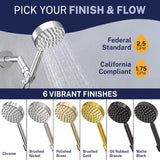 Solid Metal Handheld Shower Head with Hose and Brass Holder - CHROME
