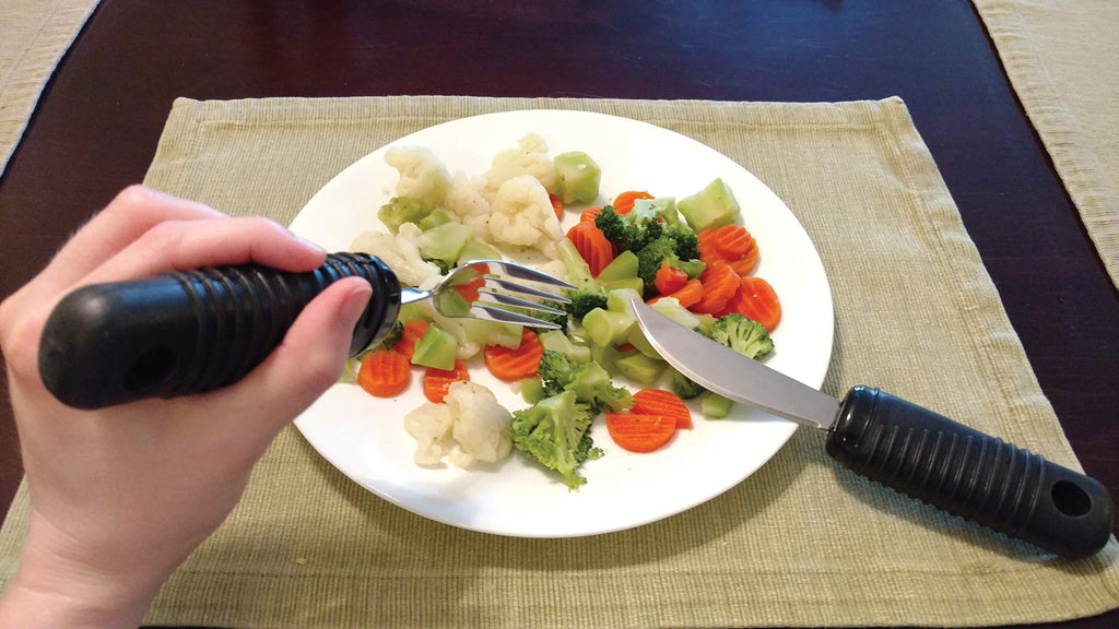 Jay Make Eating Easier Big Grip Utensil Set |Arthritis Aid Silverware Set|Ribbed Rubber Handles and Stainless Steel
