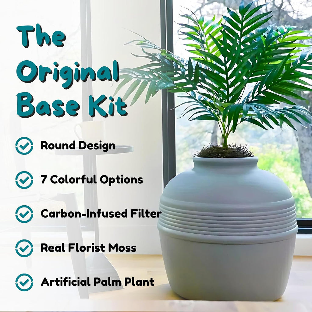 Hidden Litter Box Planter, Decorative Cat Litter Enclosure, Carbon Filter, Faux Plant, Round Design, Easy to