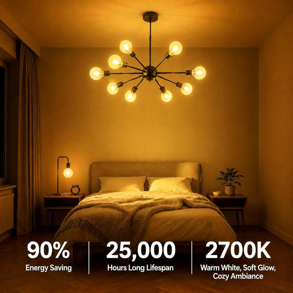 Globe Light Bulbs 60 Watt Equivalent, Dimmable 8W, 4 Pack