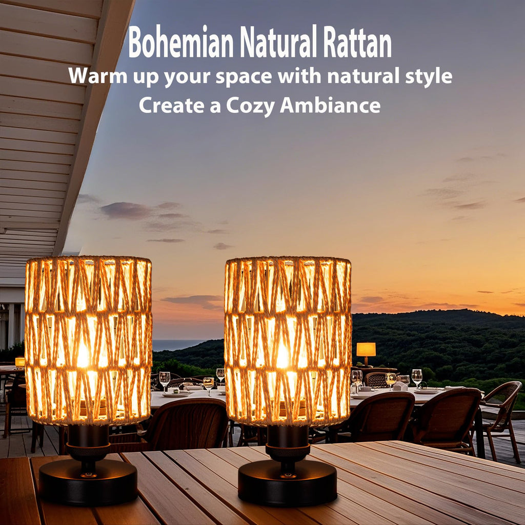 Cordless Rechargeable Outdoor Table Lamps, Battery Operated Table Lamp, Stepless Dimmable, and Bedroom (Bulb
