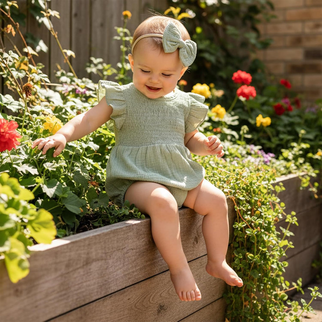 Baby Girl Clothes Summer Bubble Romper Headband Outfit