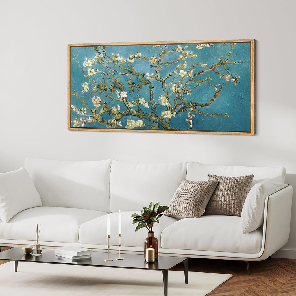 Extra Large Framed Canvas Print Wall Art Almond Blossom -Vincent Van Gogh Illustrations Antique Retro Illustrations