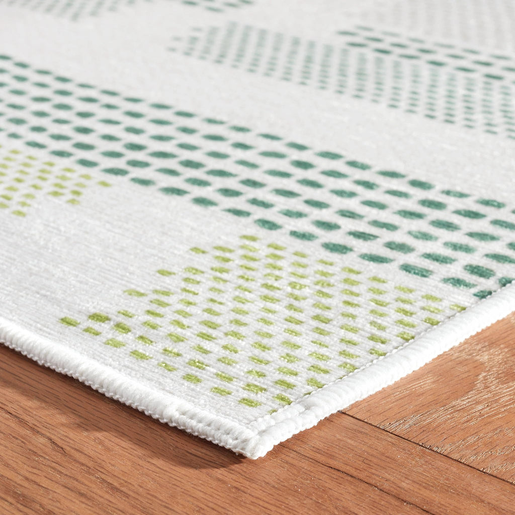 Tread Lightly Green Striped Printed Washable Rug