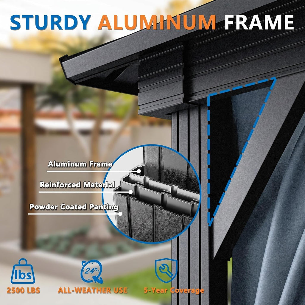 10x12 Hardtop Gazebo on Clearance with Heavy Duty Galvanized Steel Double Metal roof,Aluminum Frame,Patio Hard Top