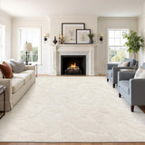 Area Rugs for Living Room 9x12, Machine Washable Non Slip Neutral Boho Modern Rug, Soft Fluffy Carpe