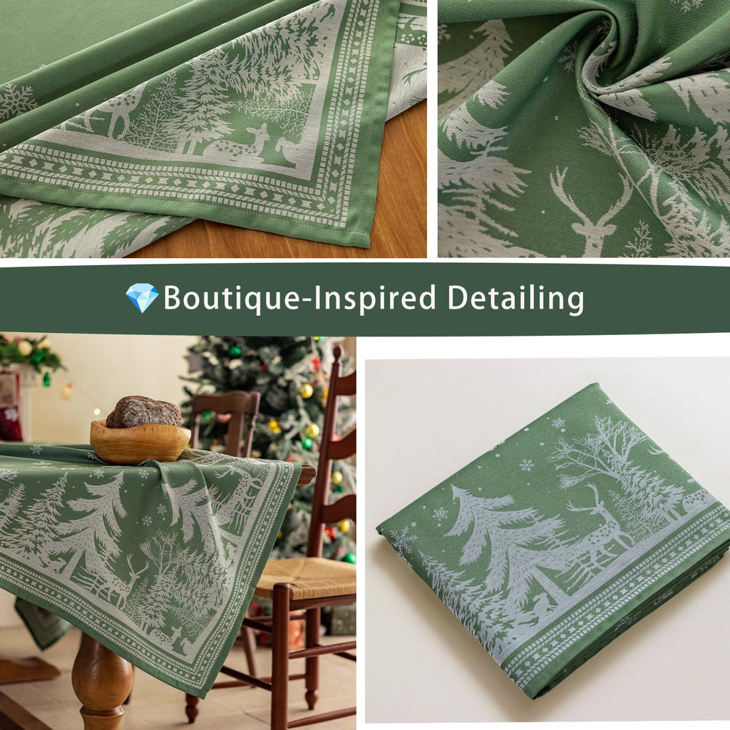 Green Christmas Tablecloth Rectangle 60"x90"