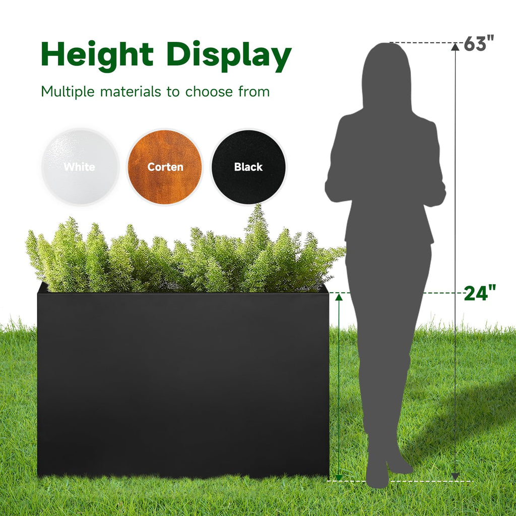Metal Outdoor Planter 36" L x 15" W x 24" H for Metal Rectangular Planter