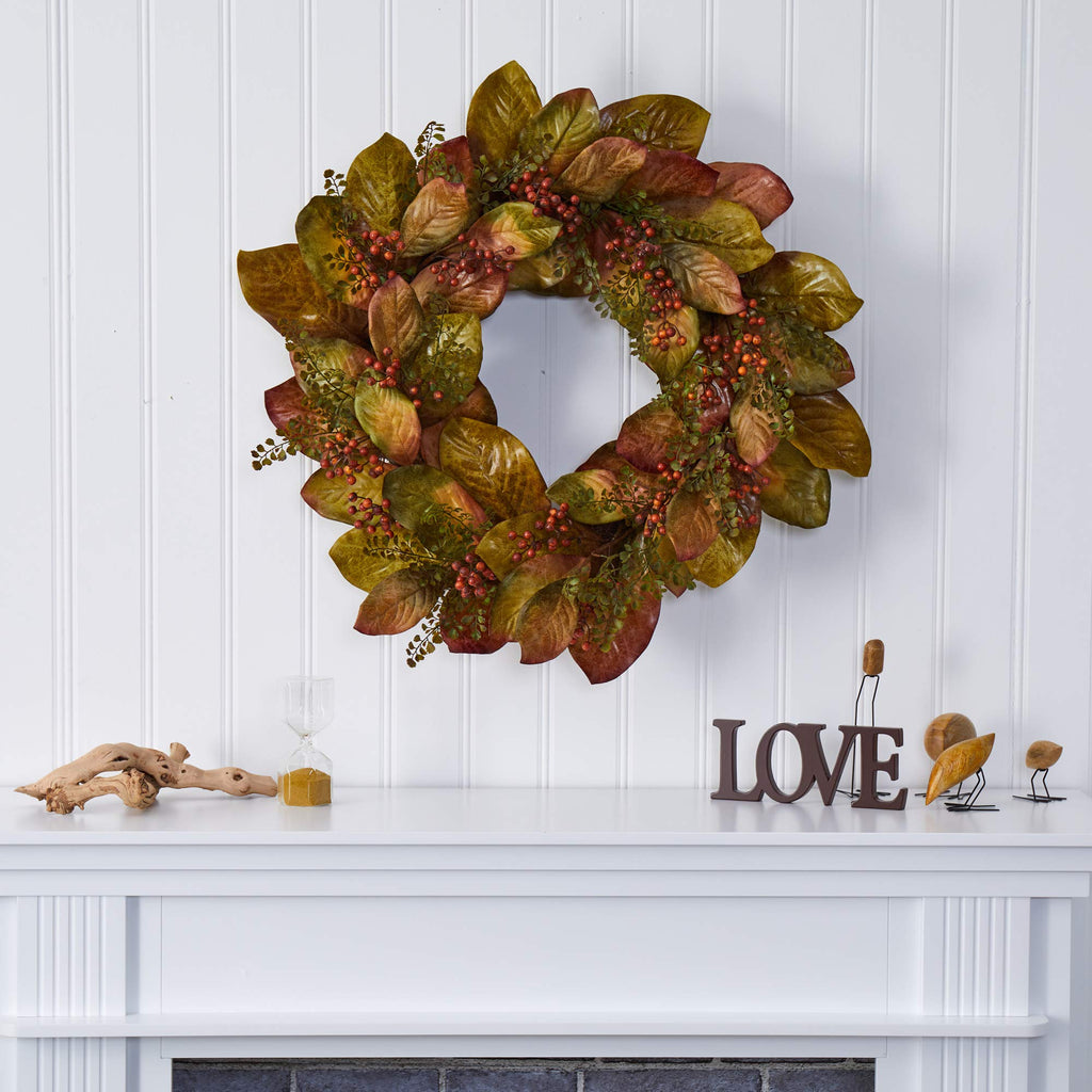 30 in Autumn Magnolia Artificial Fall Wreath