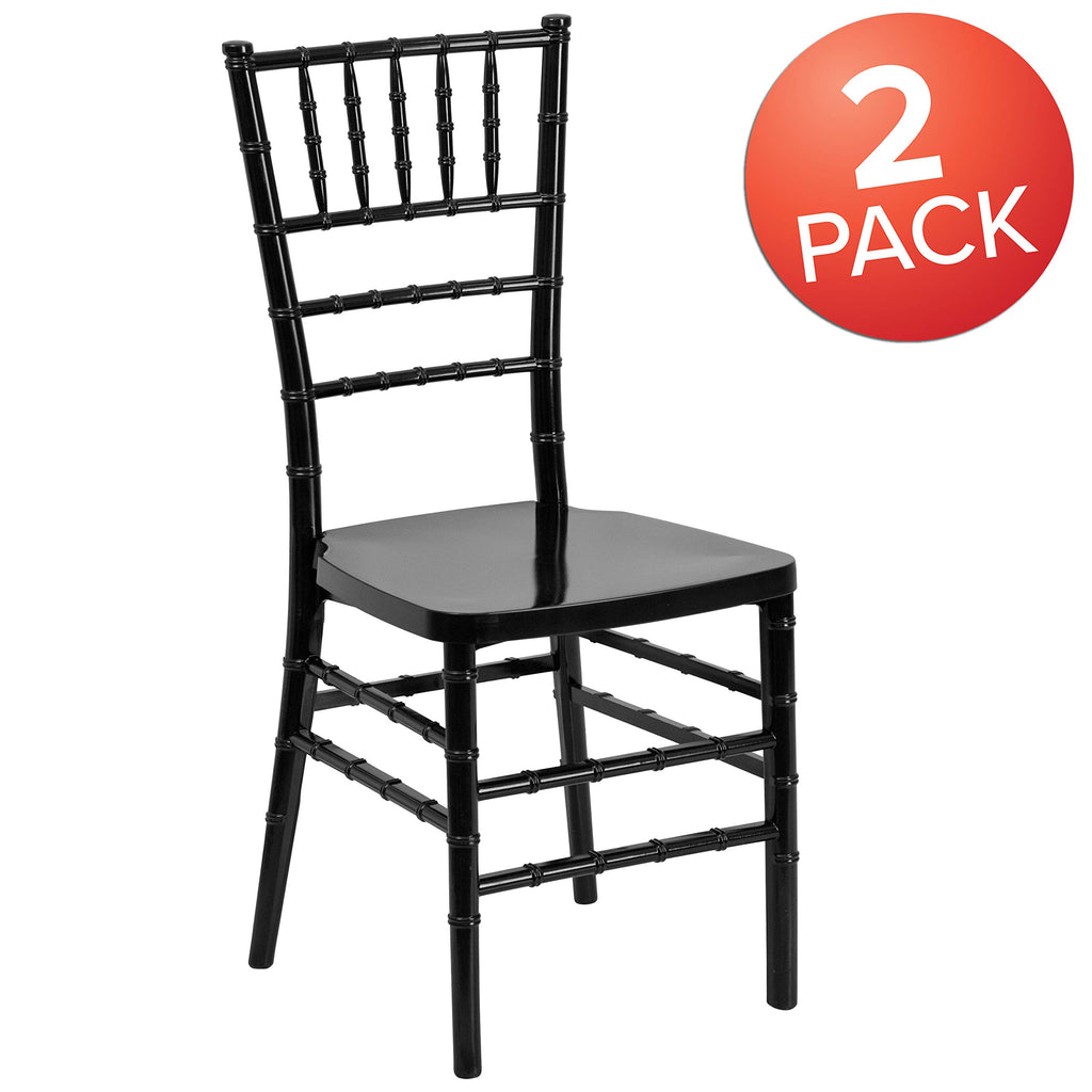 Hercules Stacking Resin Chiavari Chair, Black, 2-Pack