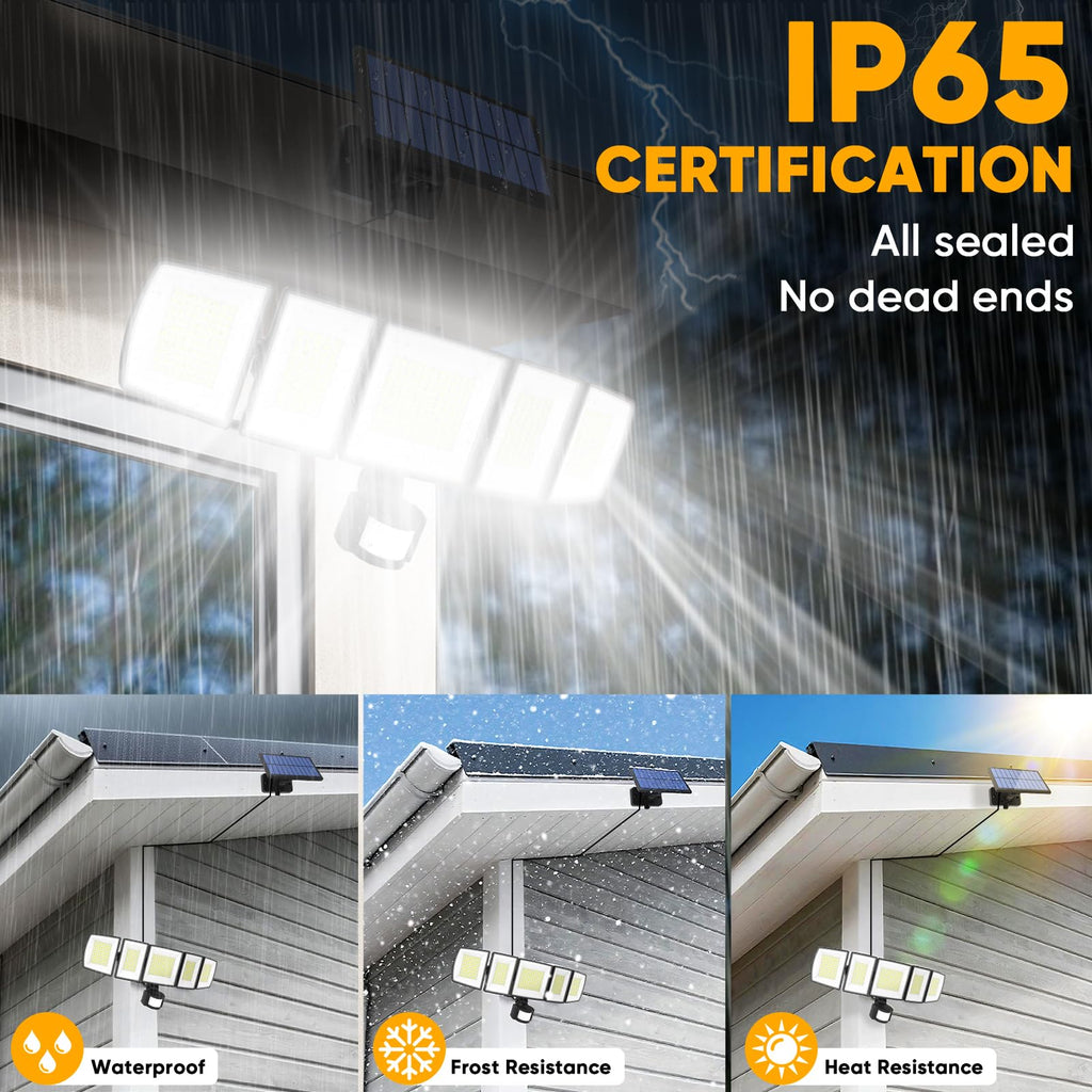 Solar Motion Lights Outdoor - with 16.4ft Cable, LED Security Lights for Outside Dusk to Dawn, IP65 Waterproof
