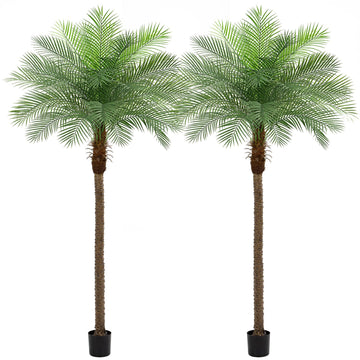 8ft Artificial Phoenix Palm Tree Tall Artificial Palm Trees with 18 Adjustable Leaves, Faux Phoenix Palm Plants for