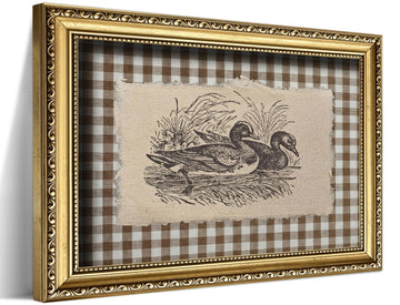 Vintage Gold Framed Duck Wall Art, Rustic Farmhouse Bird Canvas Pictures Wall Decor, Retro French Cottagecore Country