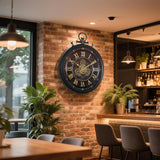 Decorative Moving Gear Large Wall Clock, Oversized Industrial Steampunk Gears, Big Numerals Wall Clock for Modern Living Room Decor...