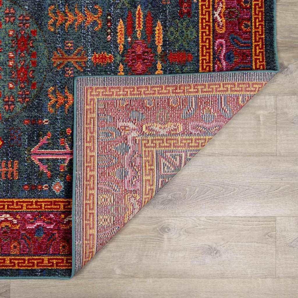 Red Medallion Traditional Teal Area Rug Aqua Charcoal Burgundy Purple Navy Tribal Bordered Cleveland Living Room