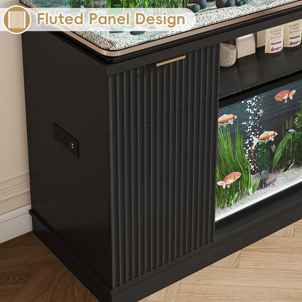 75-120 Gallon Fish Tank Stand with Power Outlet & Drawers, Black