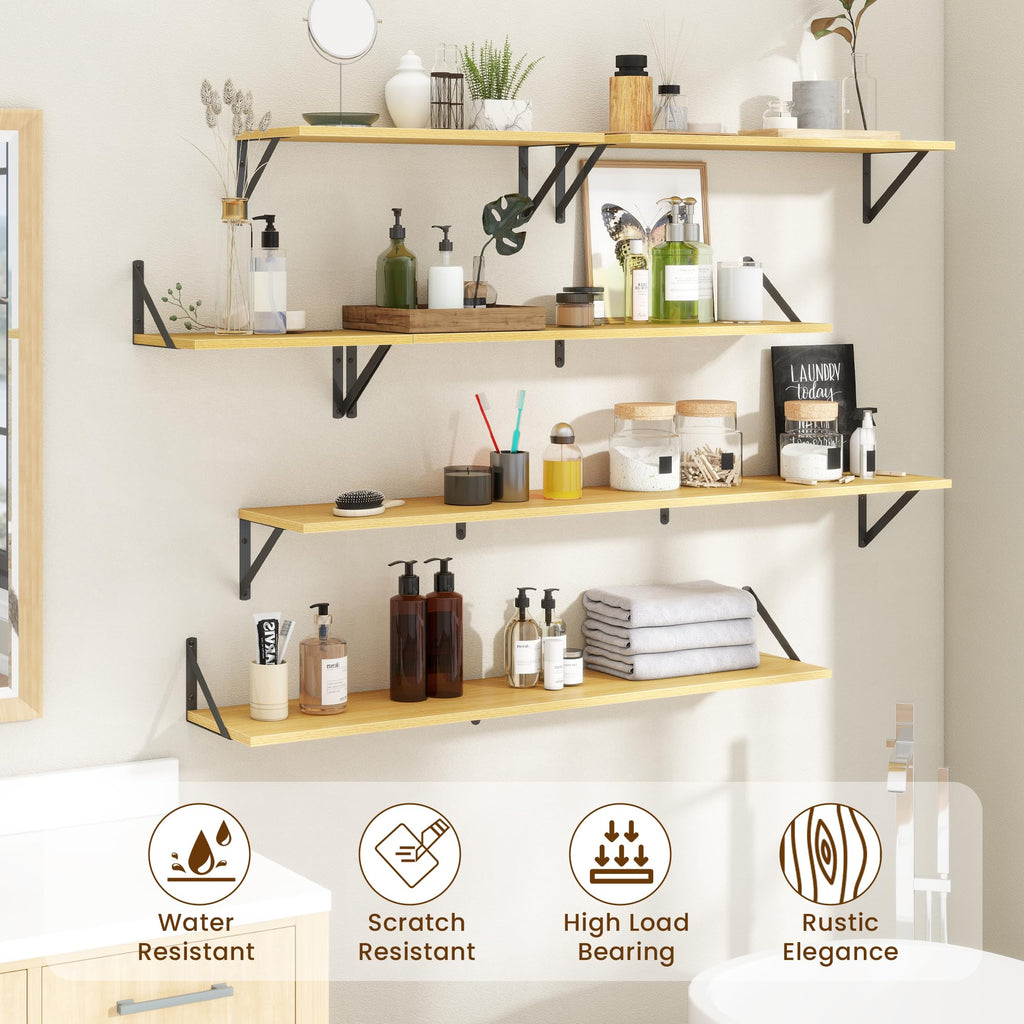 Floating Shelves for Wall Decor, 24" Wx8 D Wall Mount Floating Bookshelf Set of 2, Hanging Storage Shelf with Sturdy
