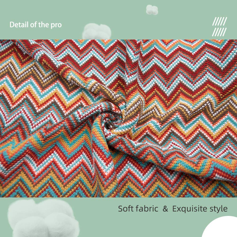 Bohemian Throw Blanket with Tassel Color Soft Knitted Blankets for Sofa Couch Chair Bed Home Decorate 50" x 60"(Color