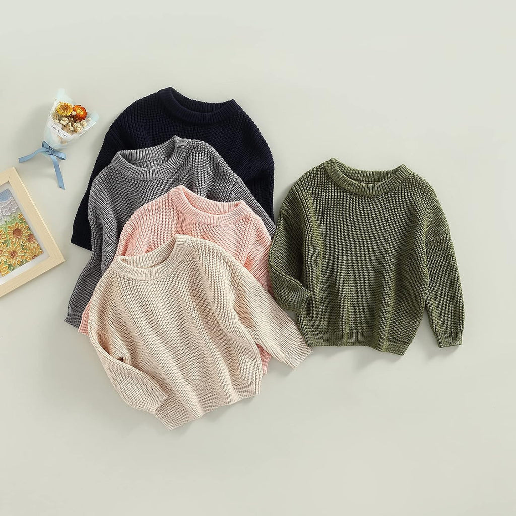 Baby Girl Boy Knit Sweater Blouse Pullover Sweatshirt Warm Crewneck Long Sleeve Tops for Infant Toddler