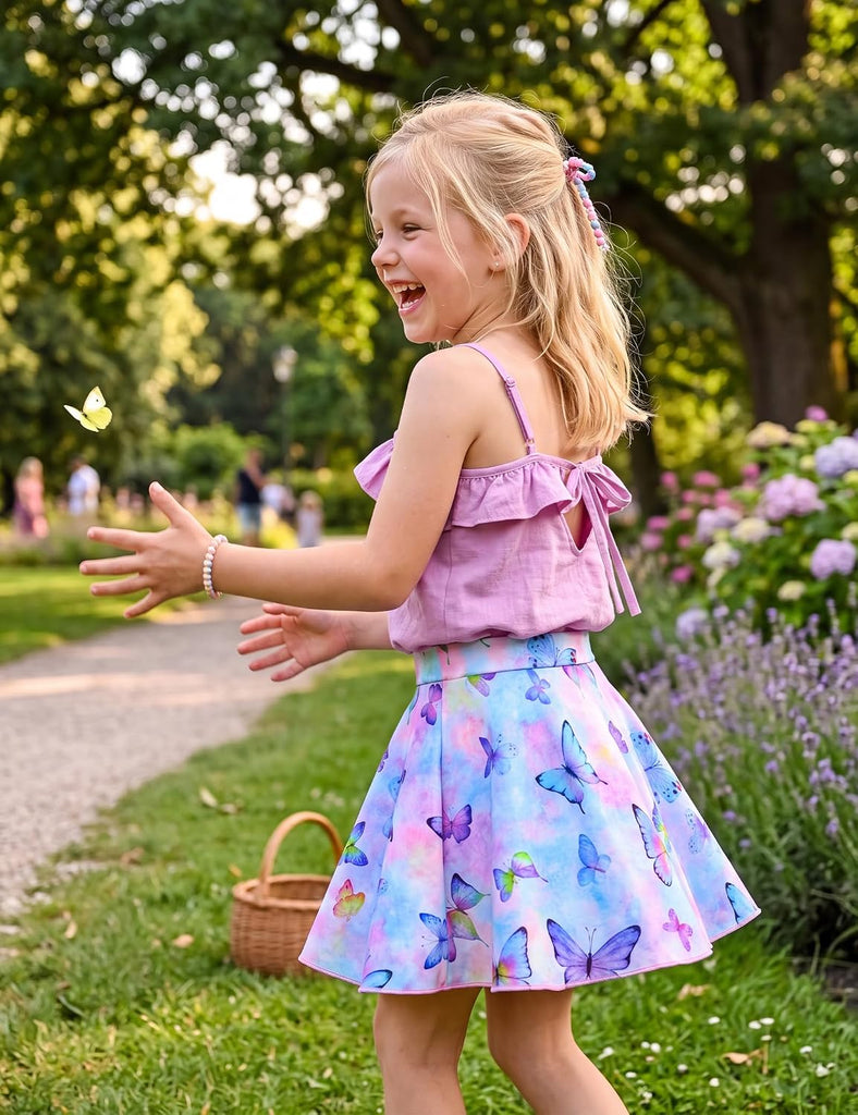 Girls Skorts Stretchy Cheer Skirts for Girls with Built-in Shorts