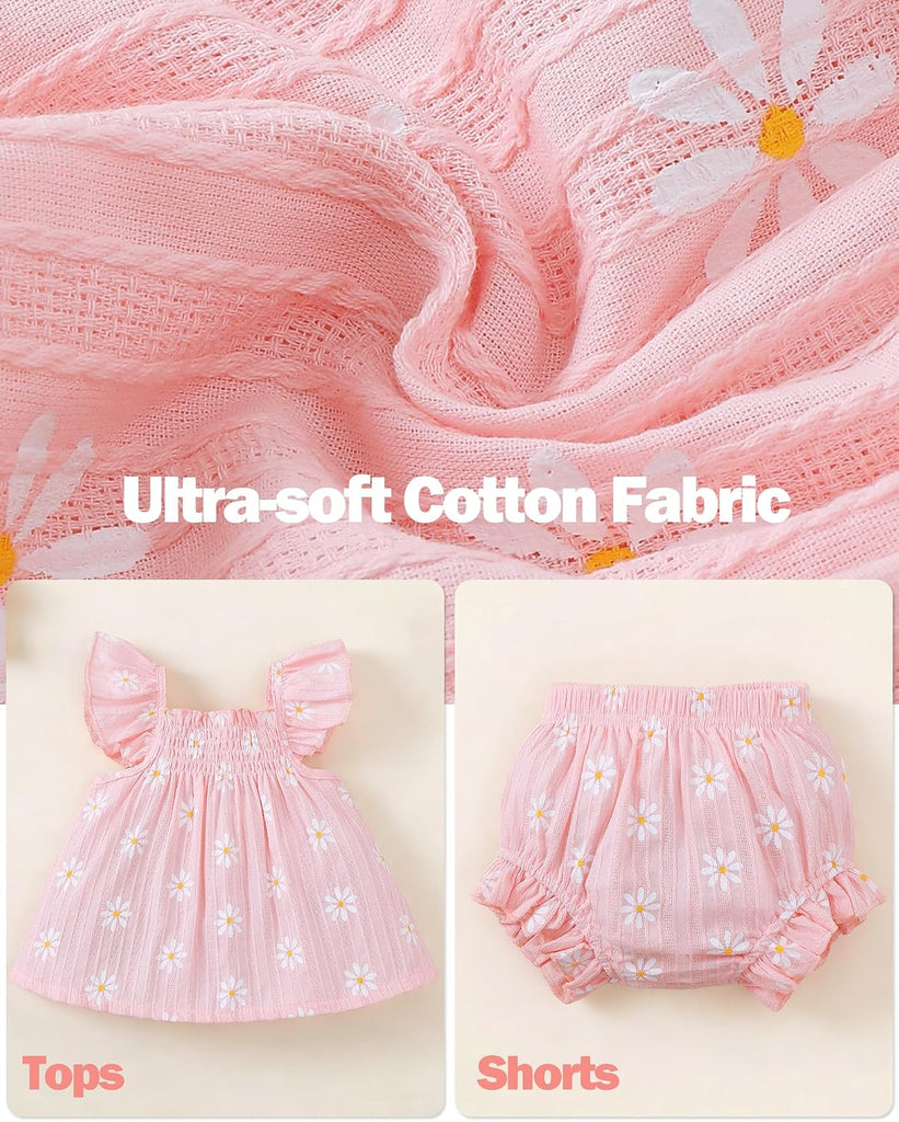 Newborn Baby Girl Summer Clothes Infant Girl Outfits Sleeveless Ruffle Top and Bloomers Shorts Set 0 3 6