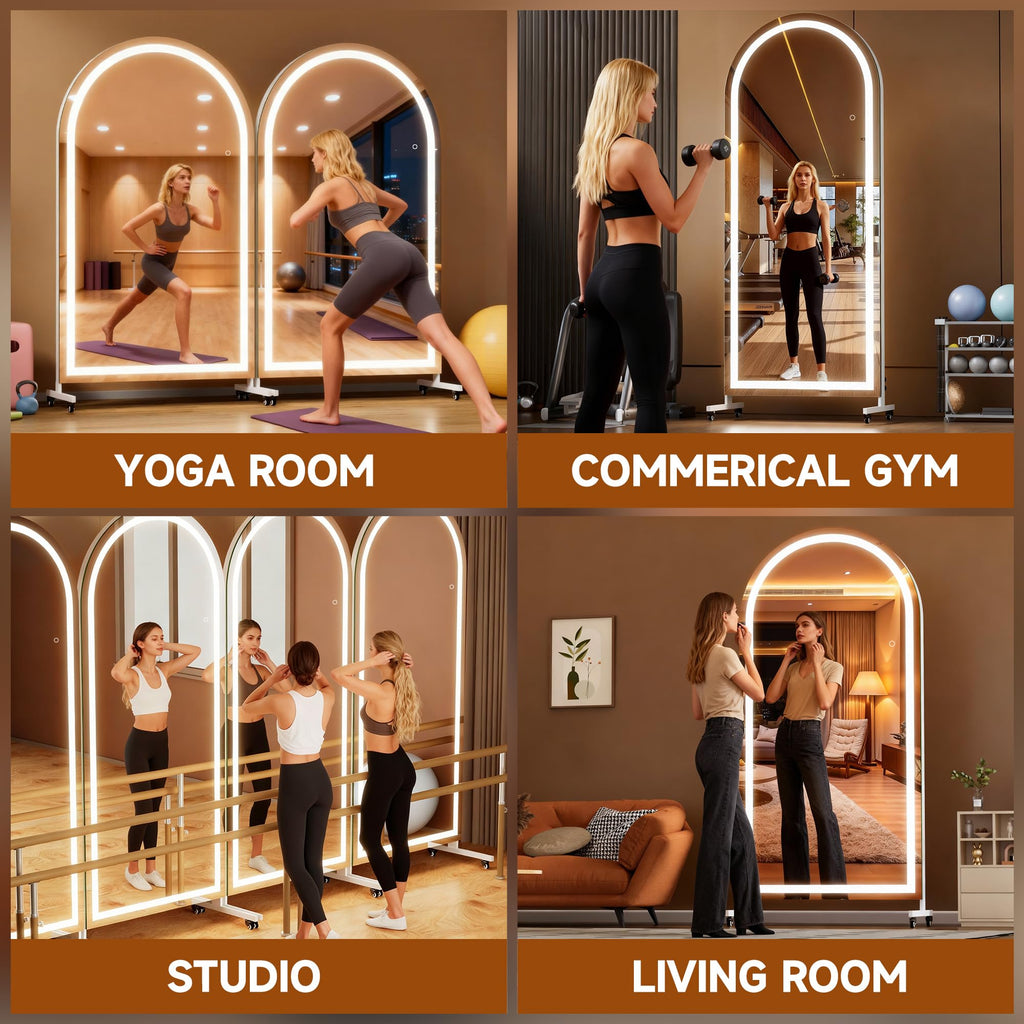 71" x 36" Arched LED Full Length Mirror on Wheels