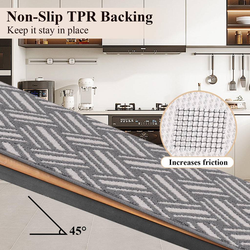 3-Piece Kitchen Rug Set Basketweave Geometric Floor Mats