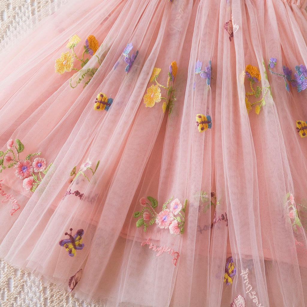 Toddler Summer Dress Baby Girl Strap Floral A Line Dress Sleeveless Beach Butterfly Sundress for Toddler Girl
