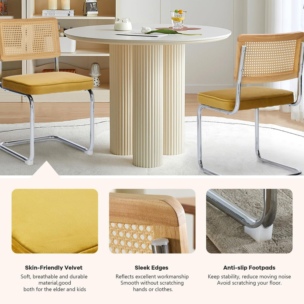 Cesca Dining Chair Set of 4, Chair with Natural Cane Back (Gold)