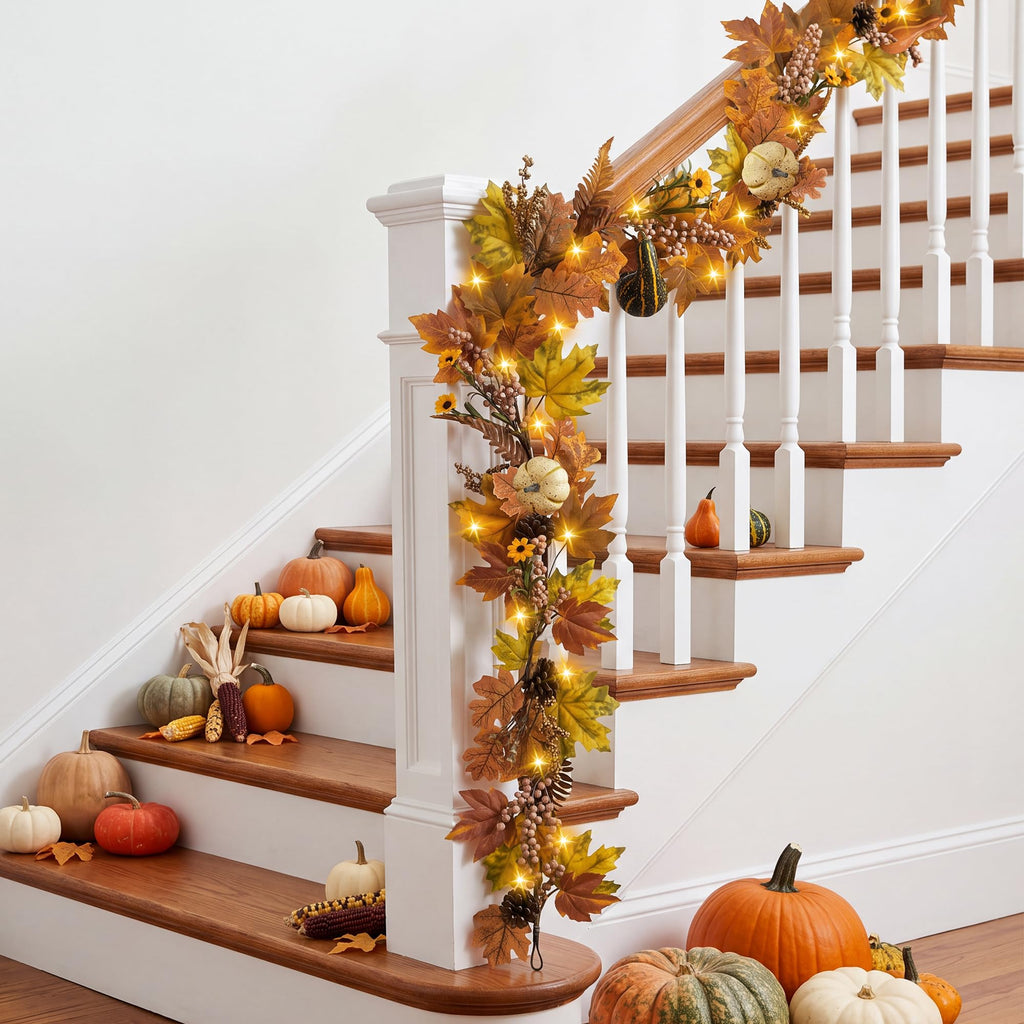 Fall Garland - 6 Ft Maple Leaf Pumpkin Berry Garland