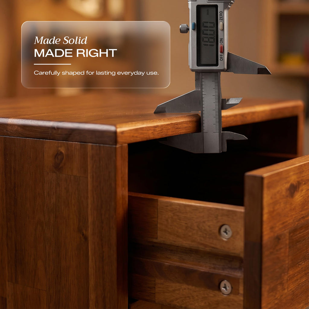 Silvia Nightstand with 2 Drawers, Solid Wood Bedside Table, Table with Storage Drawers, Bedside End Table with
