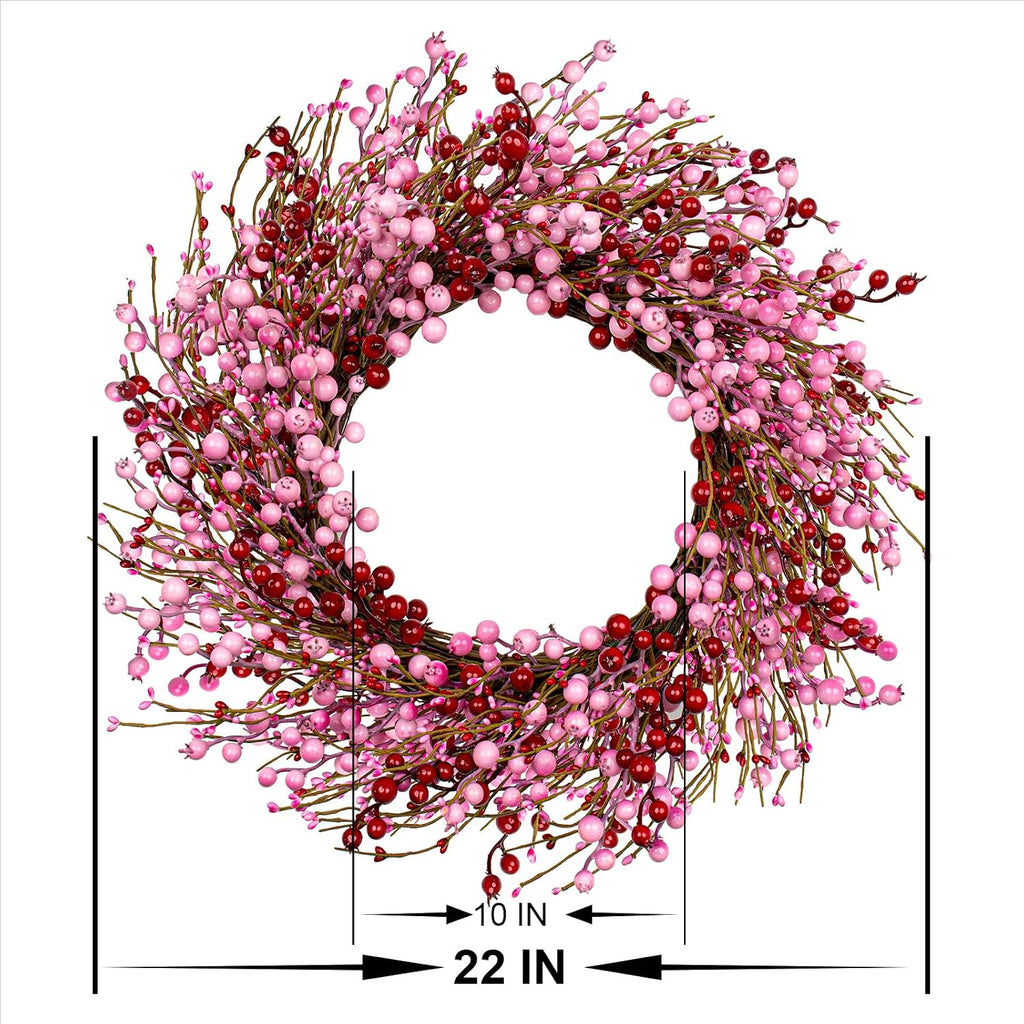 Valentines Day Wreath 22 Inch Valentines Day Wreaths for Front Door Artificial Valentine's Day Door Wreath with Pink