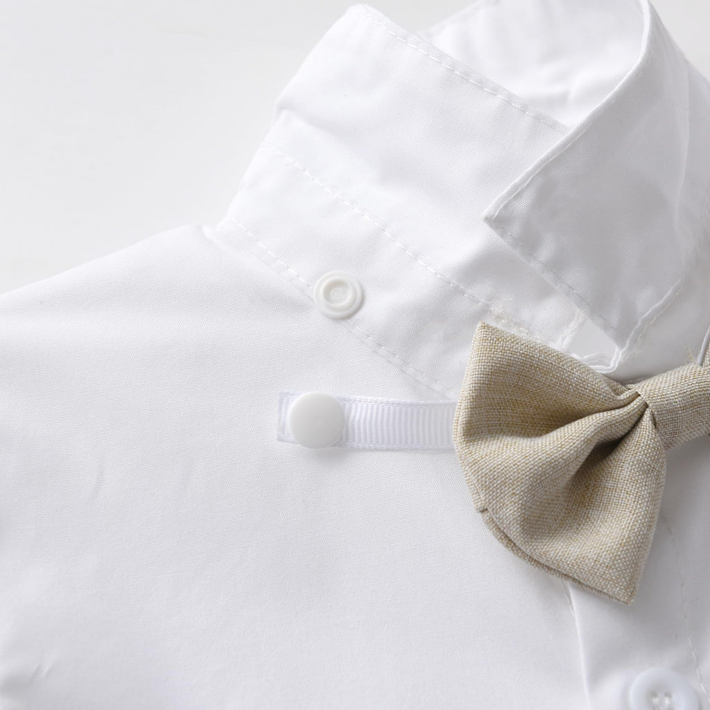 Baby Boys Gentleman Outfits Pants Sets,Infant Shirt + Pants + Bow Tie + Suspenders