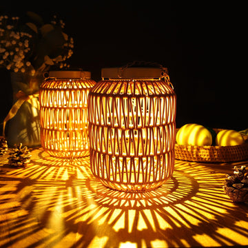 Solar Outdoor Lanterns Waterproof, Hanging Rattan Lantern Lights for Outside, Solar lamp Outdoor Chandelier Idea for