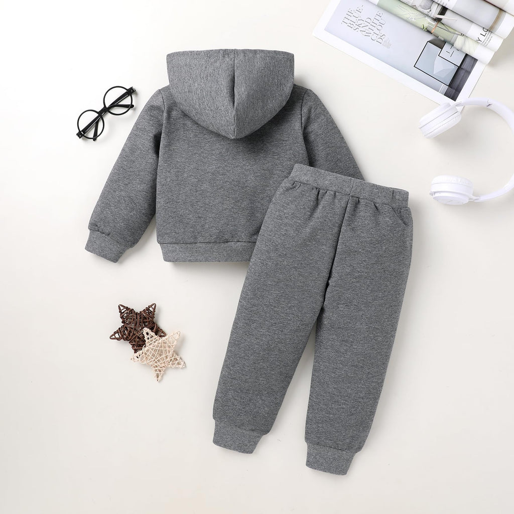Baby Outfits for Girl Boy Toddler Sweatsuit Hoodie Set (Solid Color-Dark Gray, )
