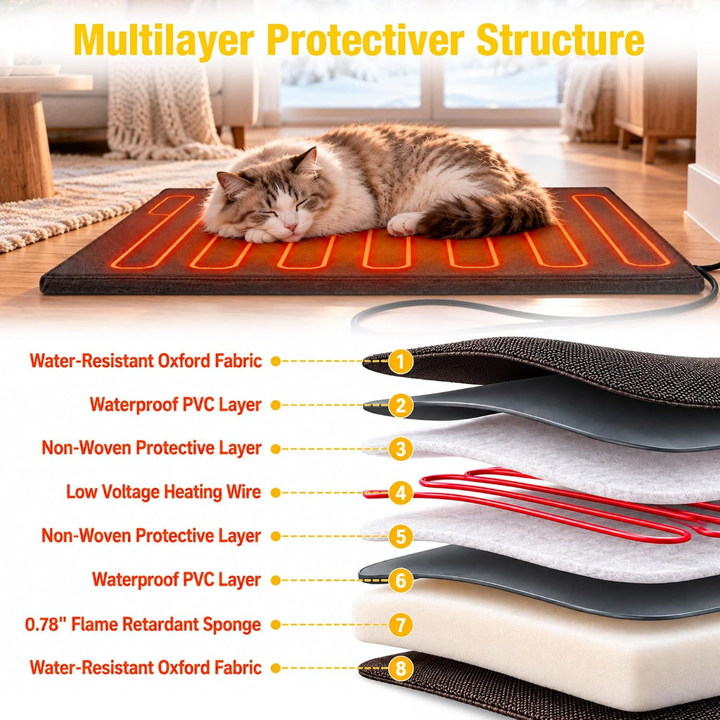 Heated Cat House with Insulated Liner, Large Feral Cat Shelter for Winter, Weatherproof Cat Condos for Outdoor Indoor