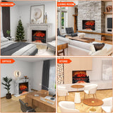 Electric Fireplace Logs Inserts Heater with Infrared Remote Controller 5 Flame Brightness 24 H Timer Overheating