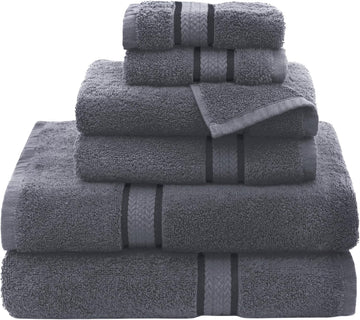 Ultra Soft 6 Piece Towel Set - 100% Cotton Towels - Charcoal | Absorbent 580 GSM Quick Dry Everyday Premium Luxurious