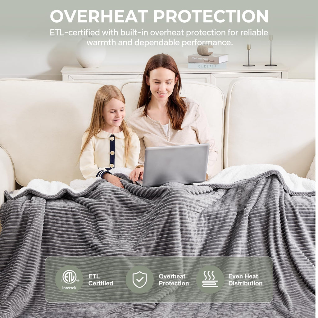 Heated Blanket Dual Control Electric Blanket, 84"x90"