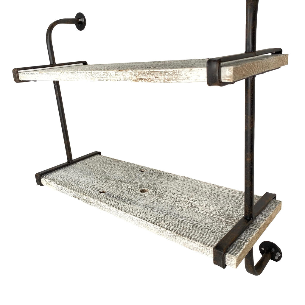 Rustic Wooden Shelf with 2 Planks, Farmhouse Wall Ledge, White